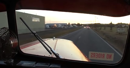 Ride in a 1957 Peterbilt with 300 supercharged cummins & backdrop manifold