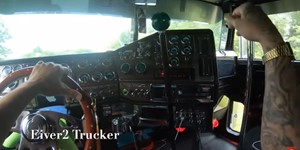 Truck Driver's View Shifting a twin stick 13 speed