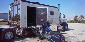 Custom Peterbilt with its own Harley Davidson Garage