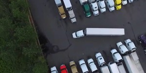 Backing fail in tight truck stop